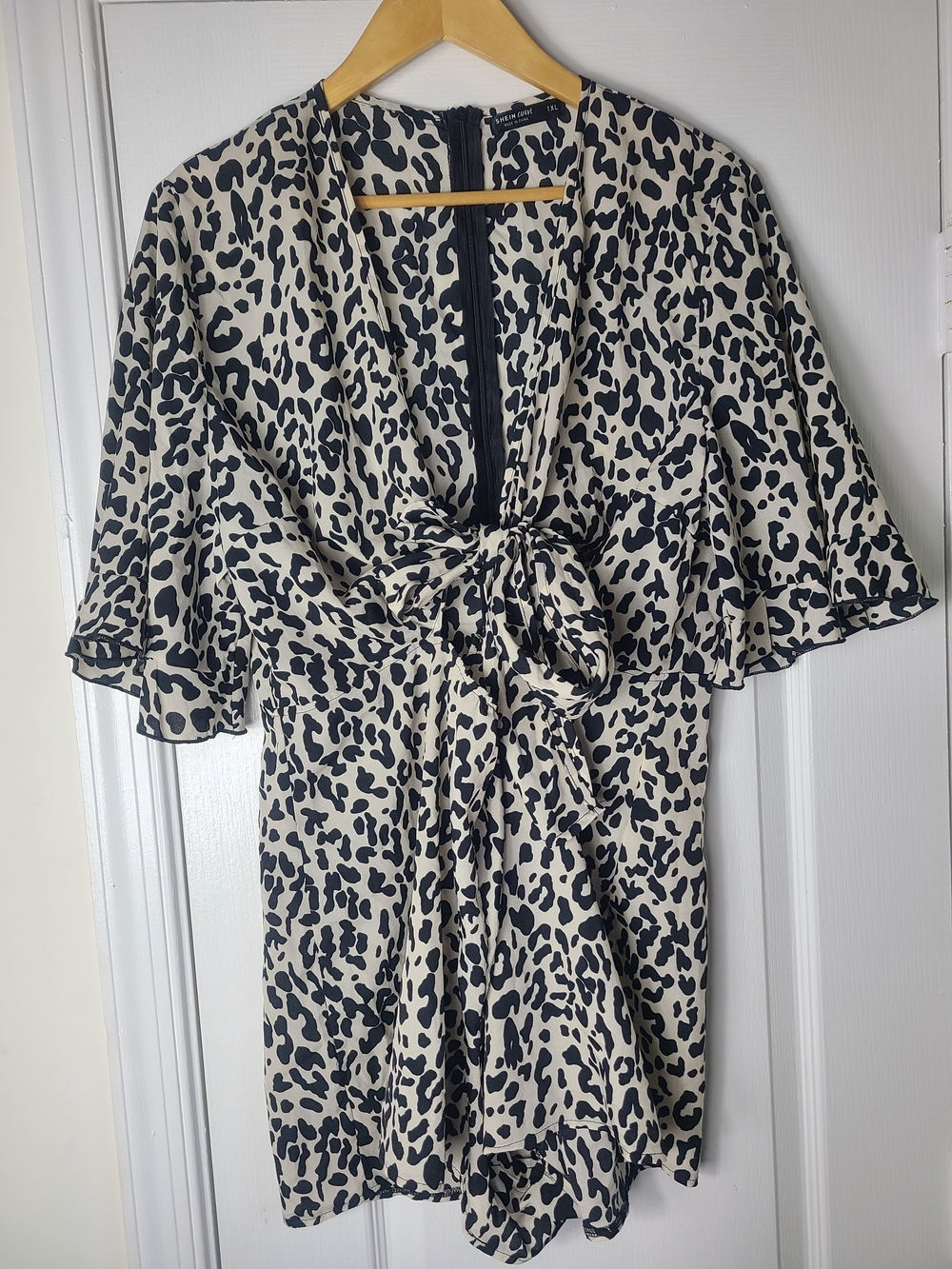 SHEIN Black and Cream Leopard Print Romper